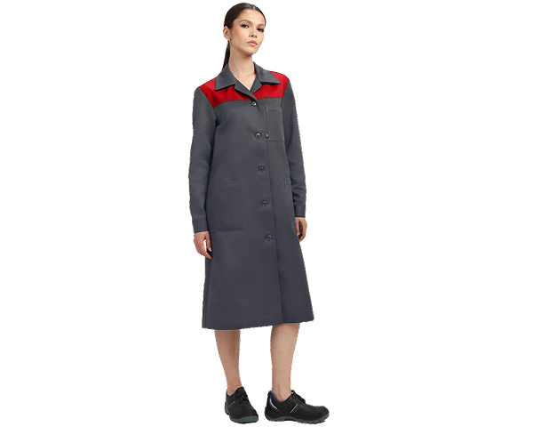 Халат женский Лигор (тк.Смесовая,210), т.серый/красный