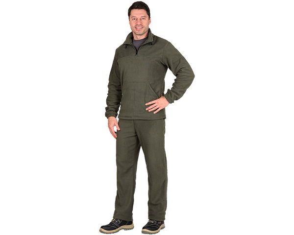 Костюм флисовый куртка, брюки оливковый