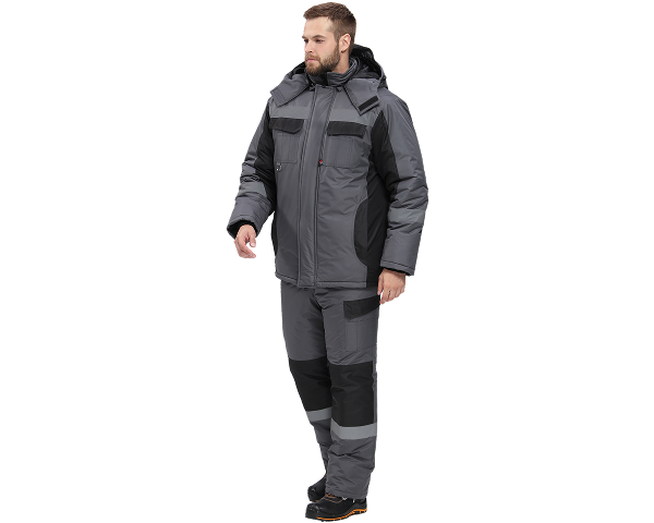 Костюм зимний Фаворит-Мега (тк.Таслан) п/к, т.серый/черный