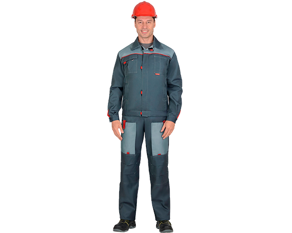 Костюм "ФАВОРИТ-РОСС" летний: куртка, п/комб. тёмно-серый с серым