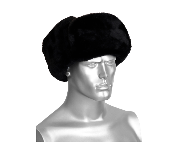 Шапка-ушанка (мутон искусственный) чёрная