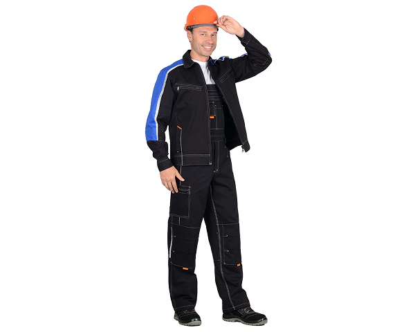 Костюм "ДЖЕТ": куртка, п/к т-синий с васильковым и оранж.отд (узб. Саржа)