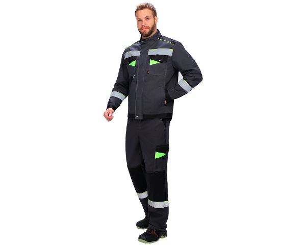 Костюм Ховард-1 (тк.Смесовая,240) брюки, т.серый/черный/лимонный