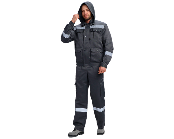 Костюм Титан СОП с капюшоном (тк.Смесовая,210) п/к, т.серый/св.серый