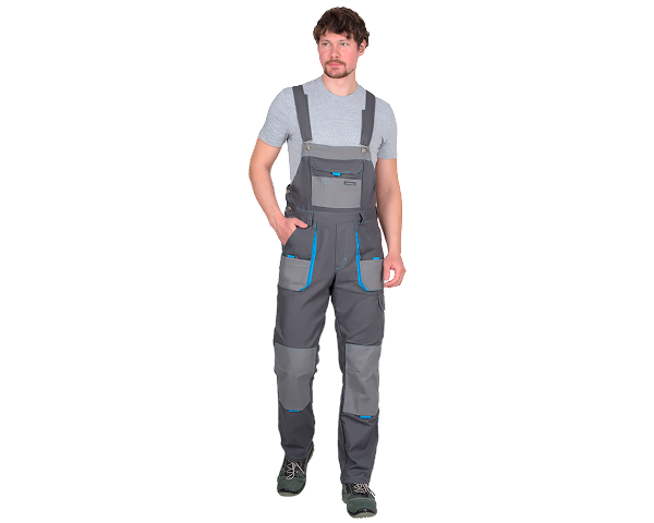 Полукомбинезон "Двин" т.серый со средне серым и голубой отделкой