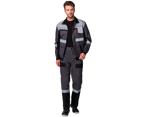 Костюм Виват-1 Премиум IMP (тк.Смесовая,240) брюки, т.серый/черный/св.серый
